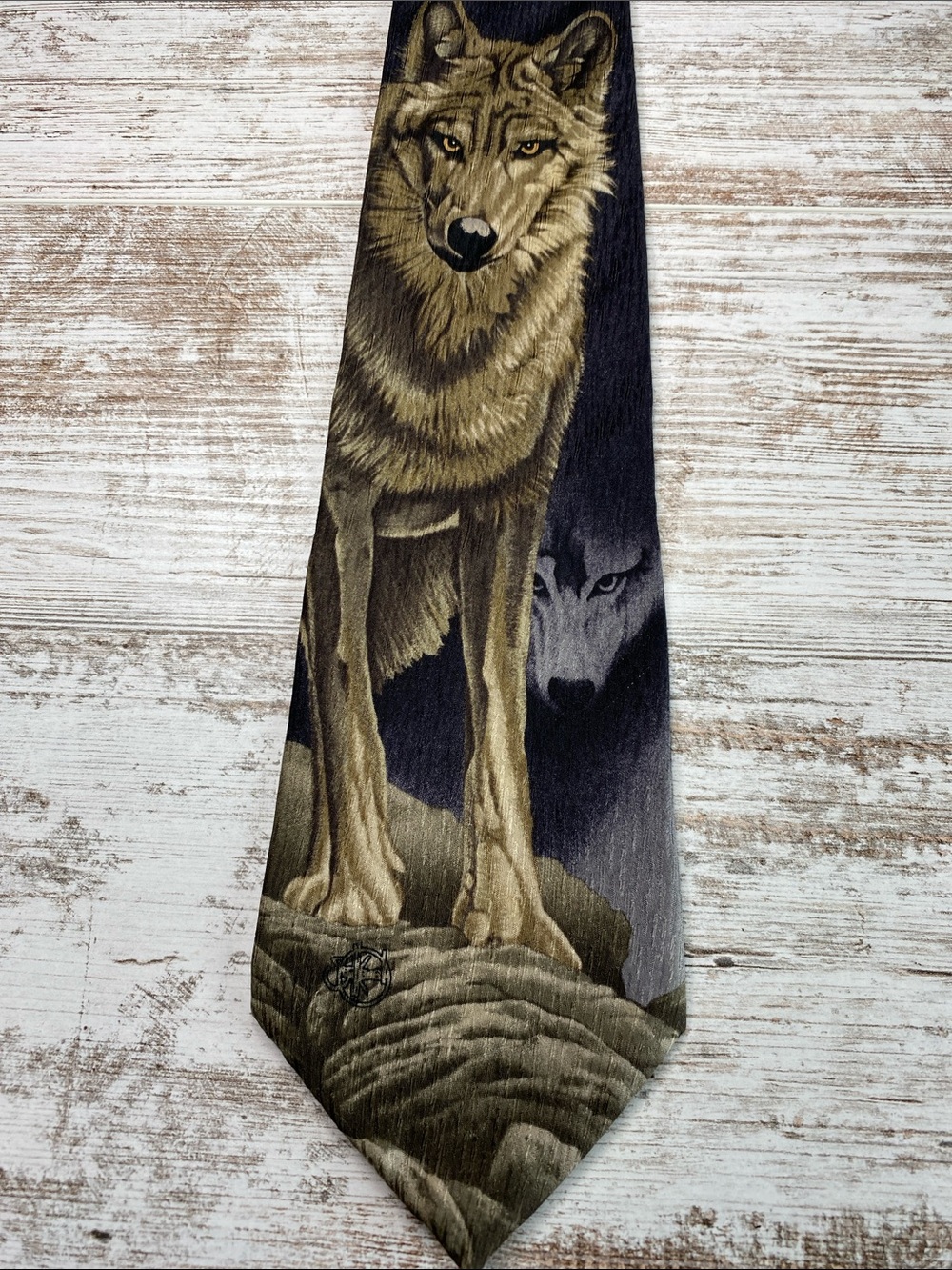 Wolf Wildlife Silk Tie 60” Wide 4” Mens Novelty Nature Endangered Species USA